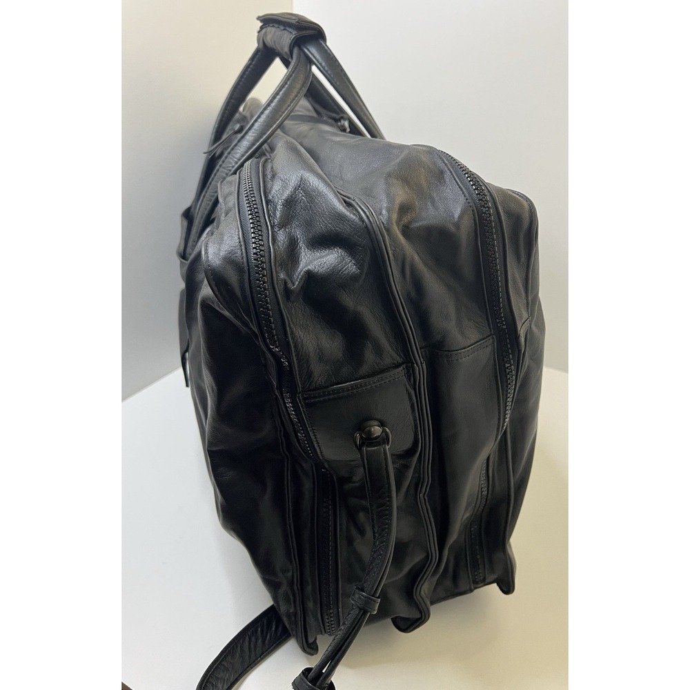 Vintage Stuart Kern America Leather Duffel Bag Black Large LA YULO Private Club - Picture 5 of 16